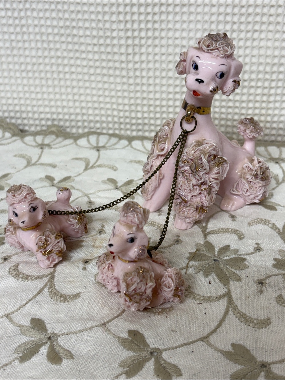 Lefton spaghetti, poodle family figurines